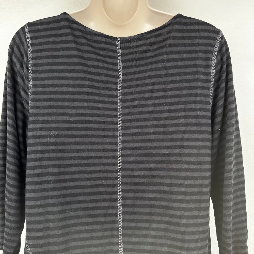 One World Striped Shirt Top Heart Graphic 3/4 Sleeve Black Pink Large - Picture 4 of 11
